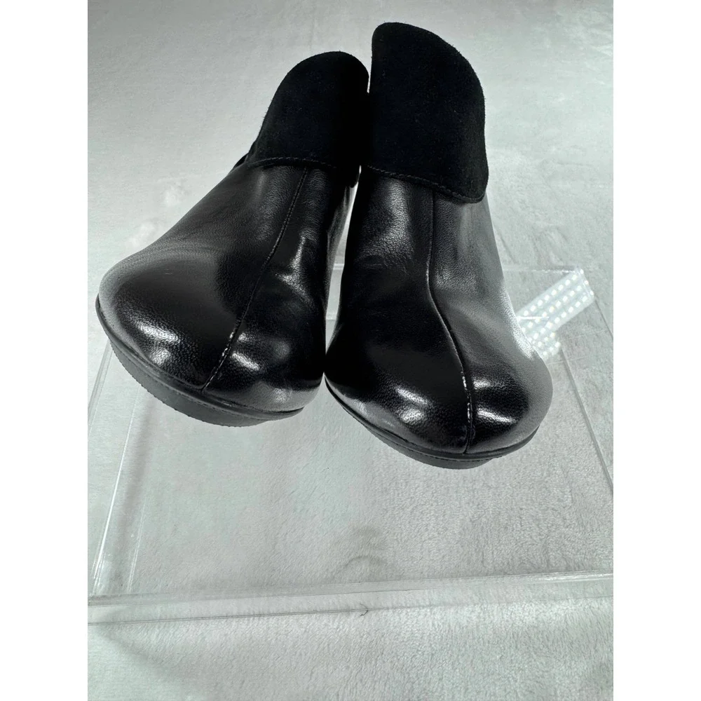 Coach Annika Heeled Ankle Booties Women's 7 Black Leather Suede Stiletto‎ Heel
